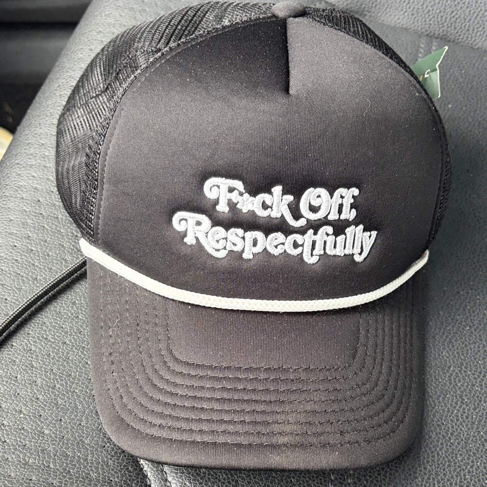 Black and Green Foam Trucker Cap with White Embroidery